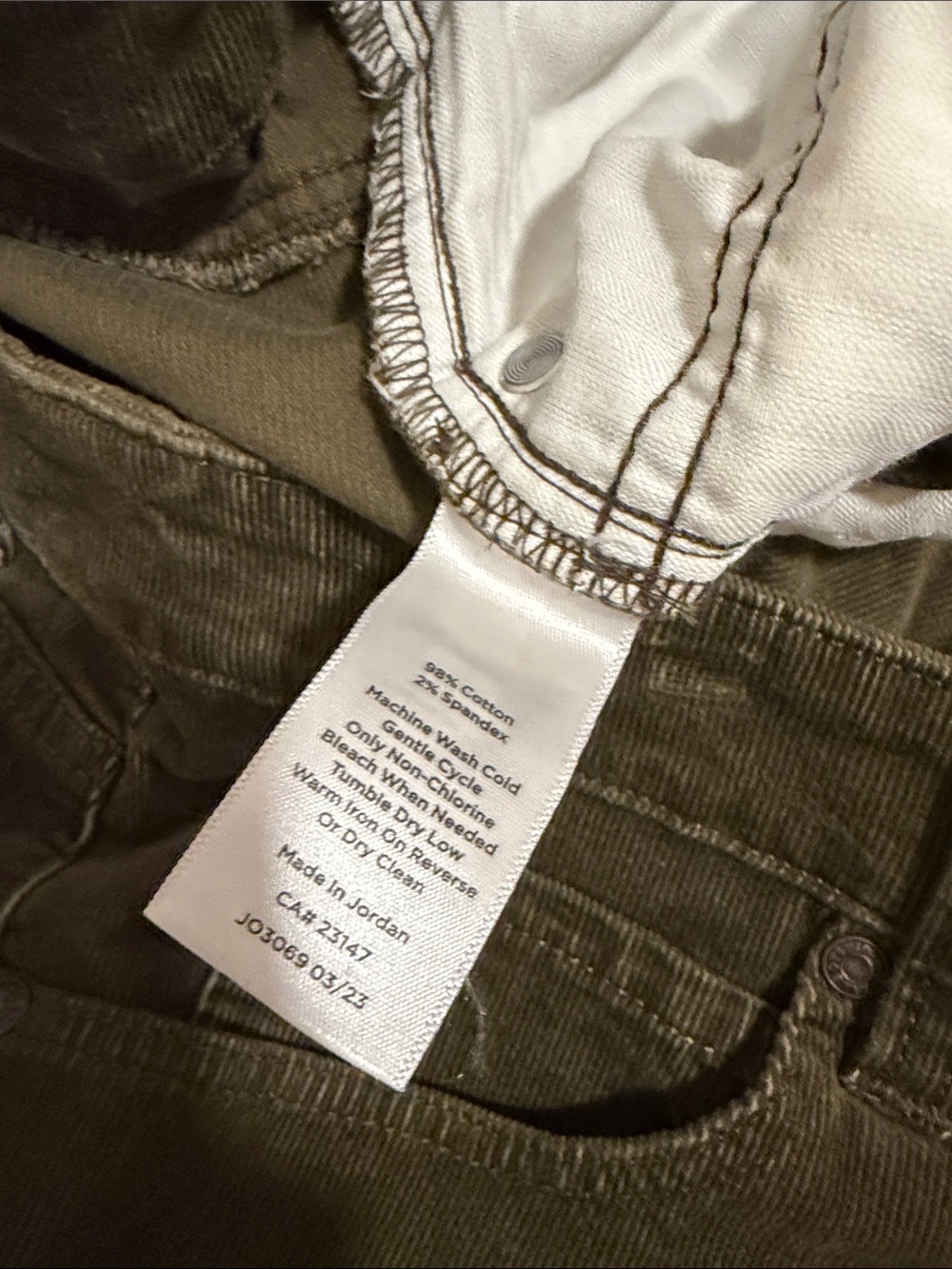 NWT Talbots Olive Green Corduroy Straight Leg Pant Women 16 High-Waist Slimming - Picture 5 of 10